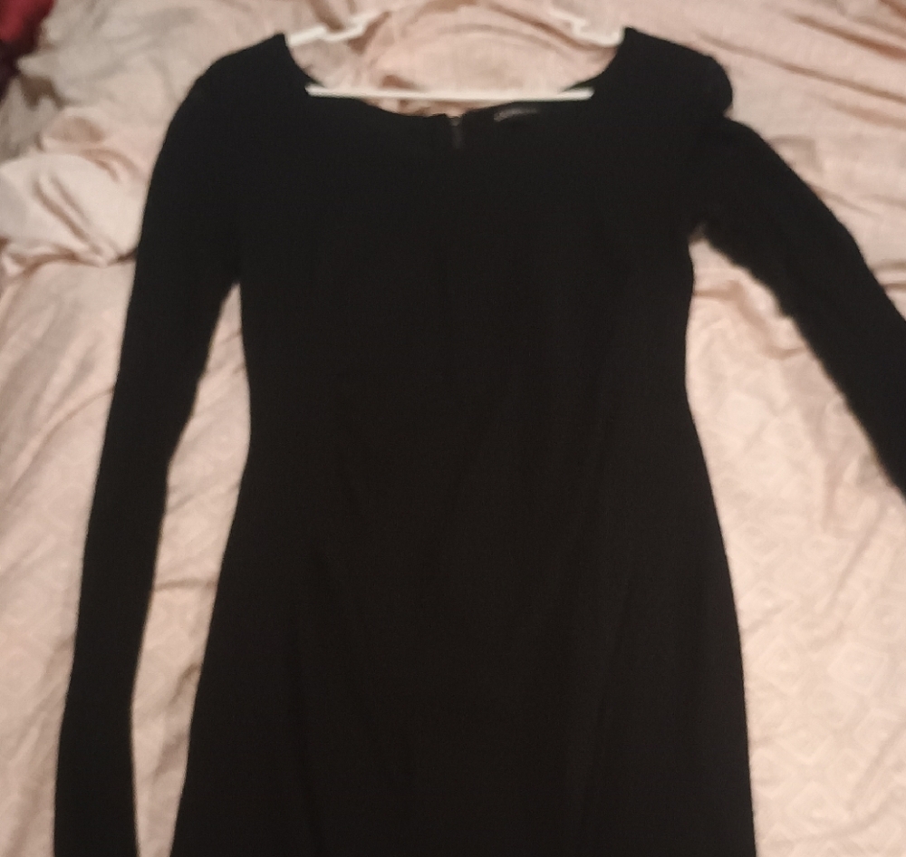 Express Black Long Sleeve Scoop-Neck Bodycon Dress
